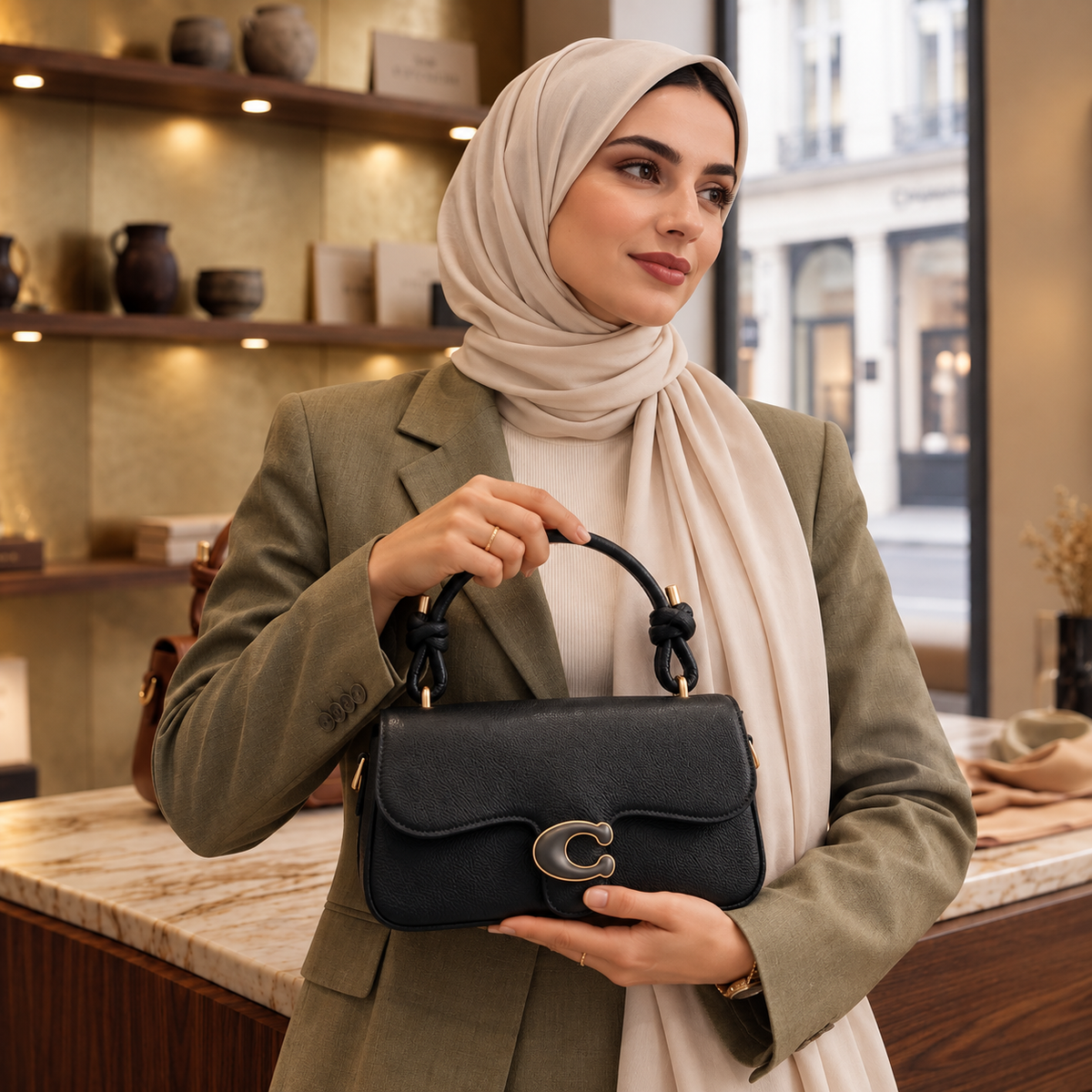 شنطة كتف وكروس مستوردة بتصميم كلاسيكي أنيق