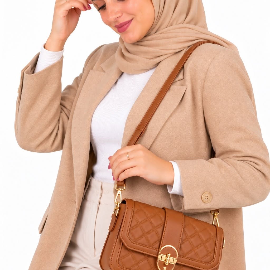 شنطة كتف كابتونيه بحزامين إضافيين وقفل معدني